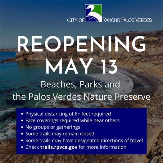 RPV Beaches, Parks and Trails to Reopen May 13