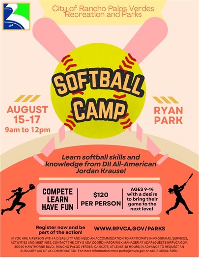 Softball camp at Ryan Park