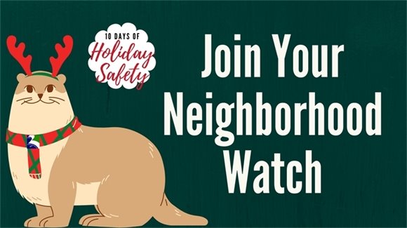 Join Your Neighborhood Watch text with an image of an otter