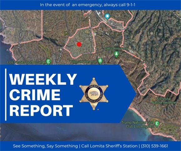 Map of Rancho Palos Verdes Weekly Crime Report