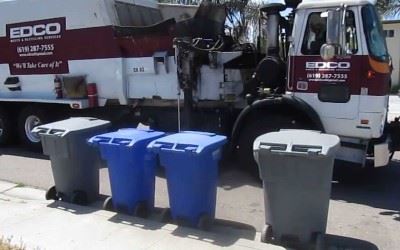 EDCO trash cans and truck