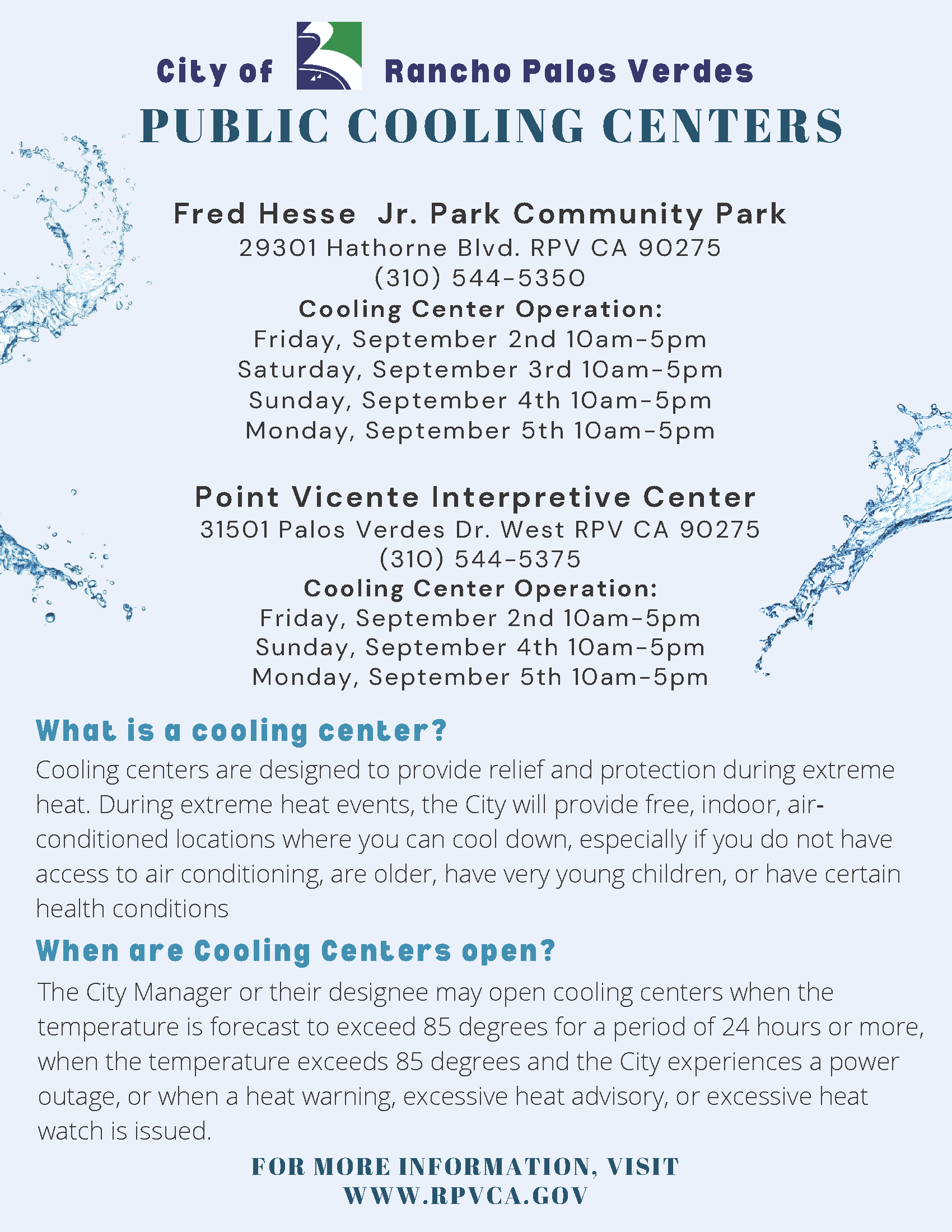 RPV Cooling Center Flyer