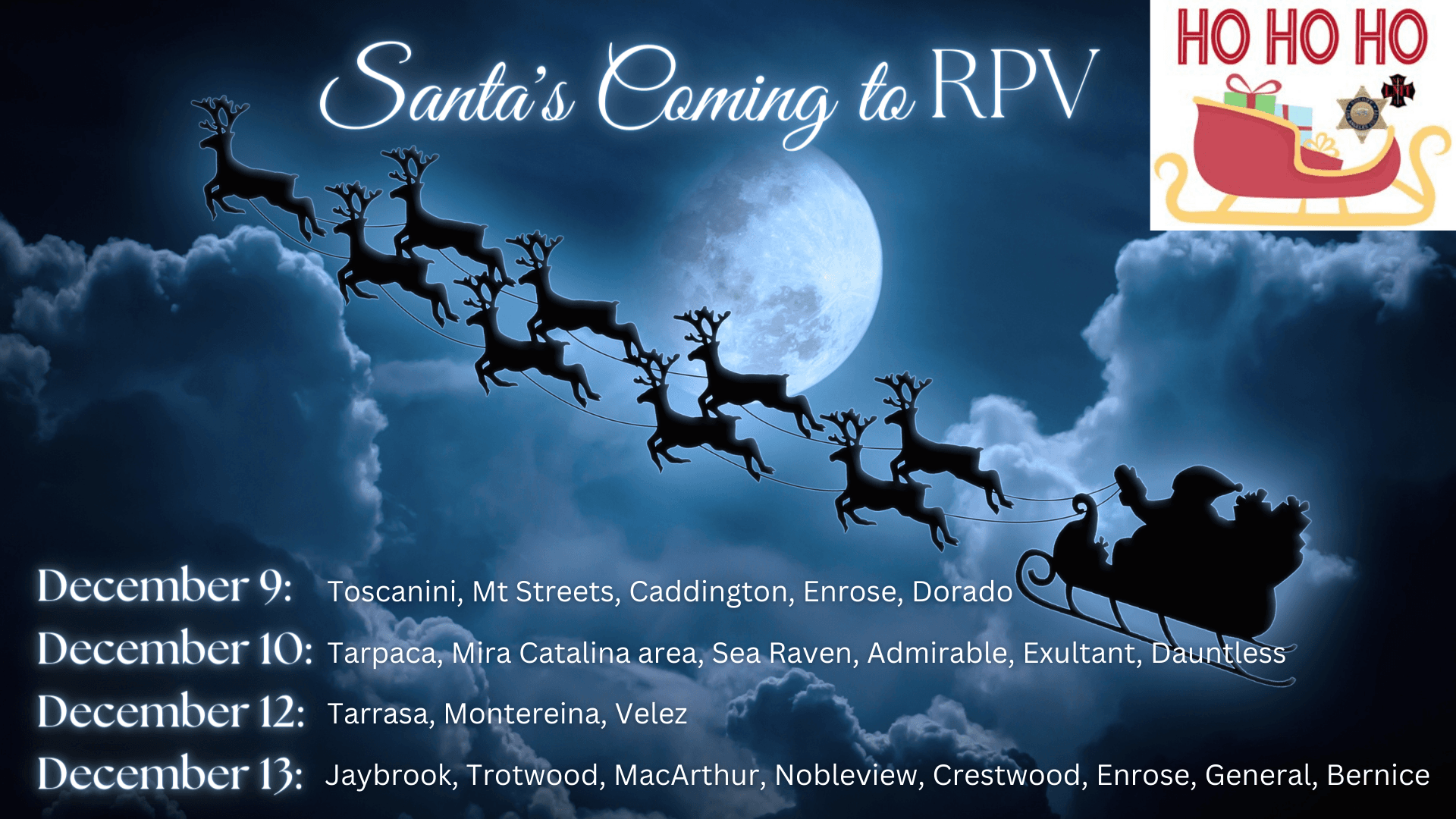 Santa is Coming to RPV graphic