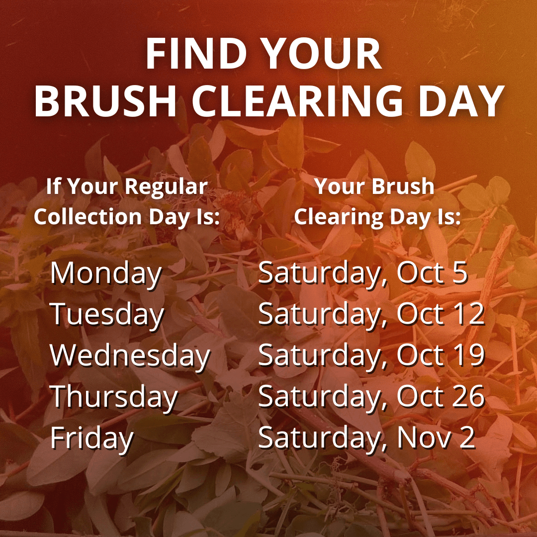 EDCO Fall Brush Clearing Event October 7-November 4. Find your brush clearing day at rpvrecycles.com