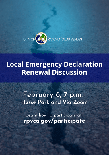 Local Emergency Declaration Renewal Discussion February 6, 7 pm at Hesse Park and via Zoom