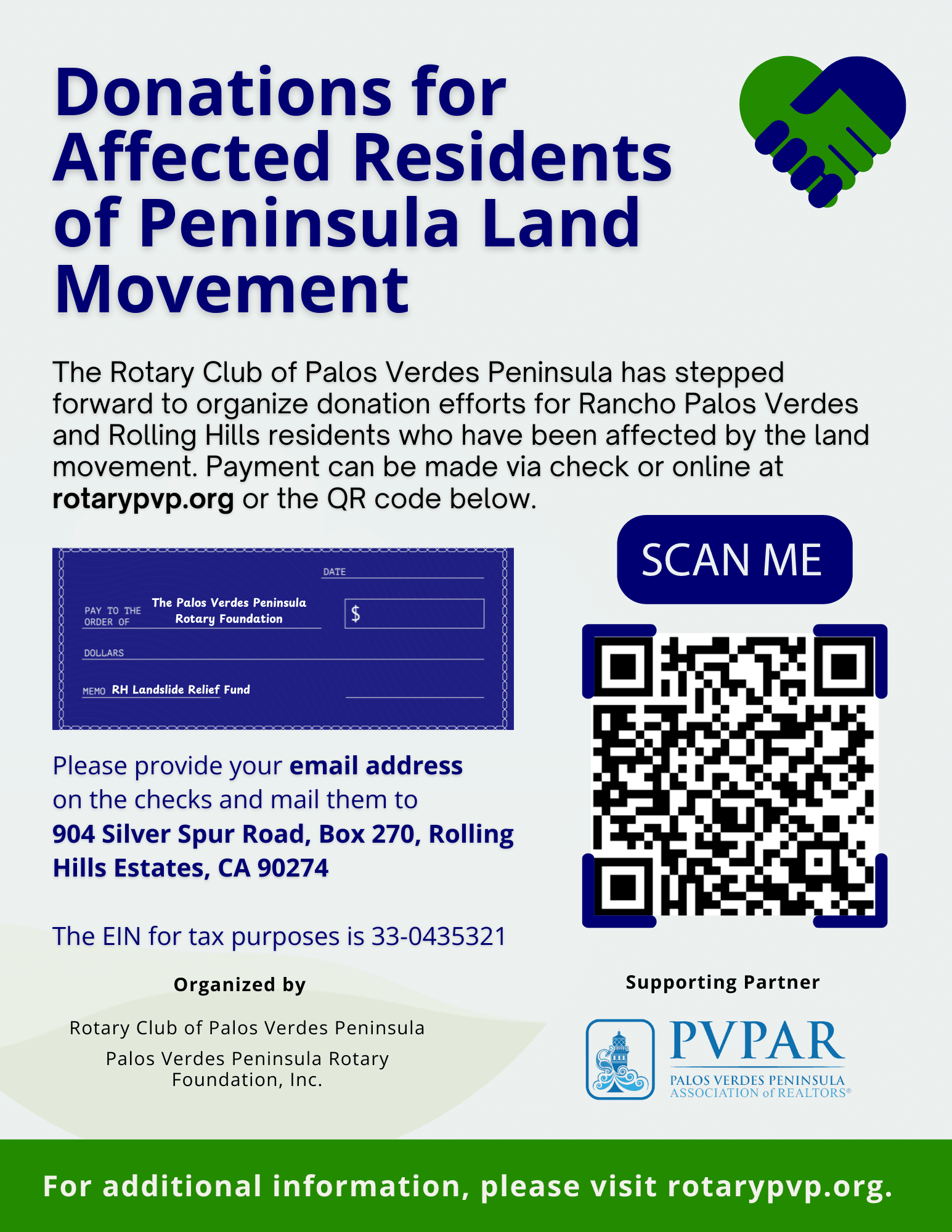 Peninsula Land Movement Donations Flyer