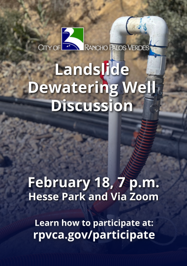 Landslide Dewatering Well Discussion. February 18, 7 p.m., Hesse Park and Via Zoom.