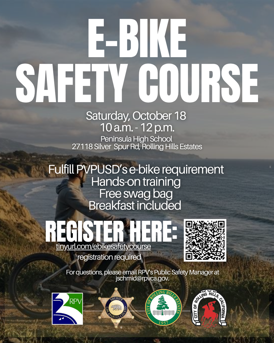E-Bike Safety Course October 18 at Peninsula High School 10 am-12 pm