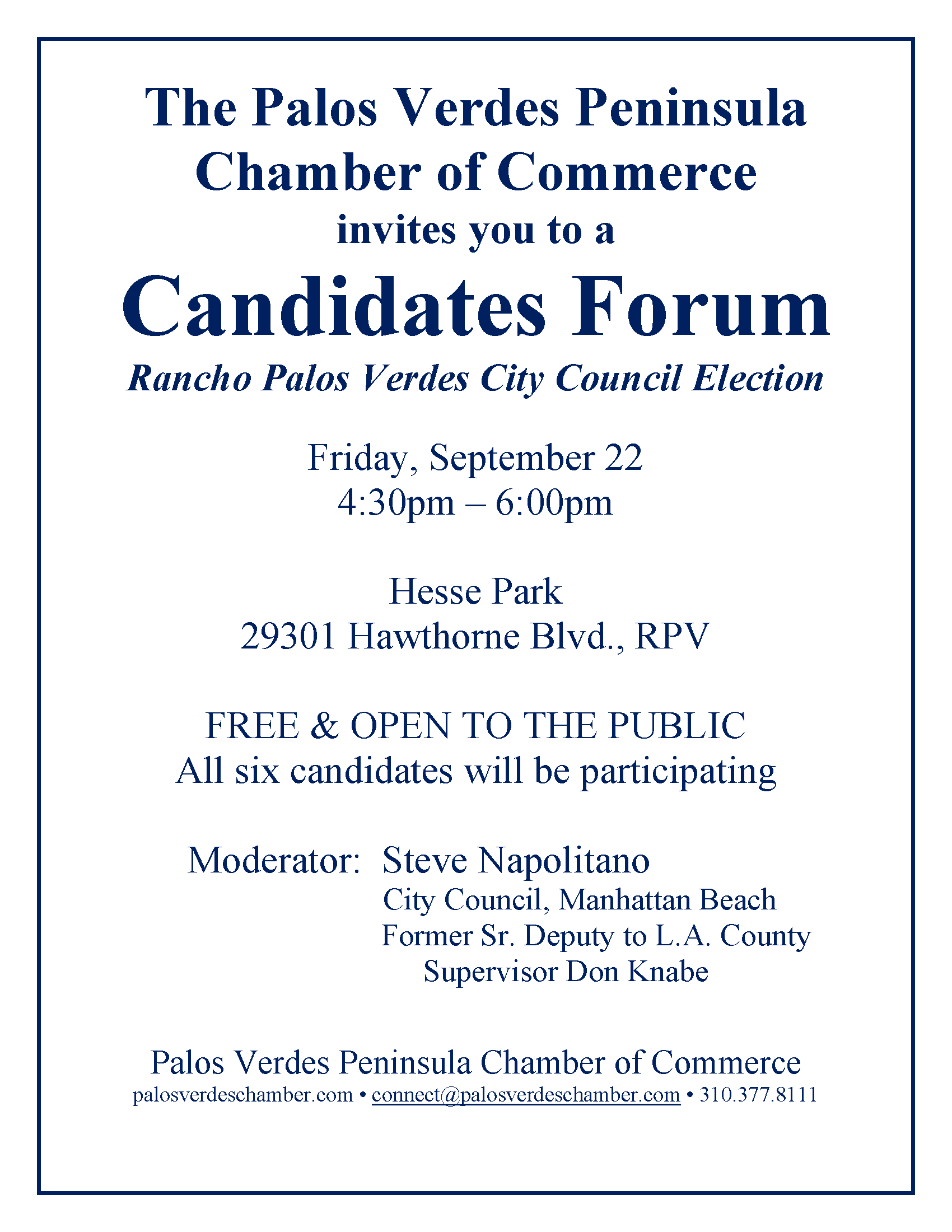 Candidates Forum RPV City Election FLYER