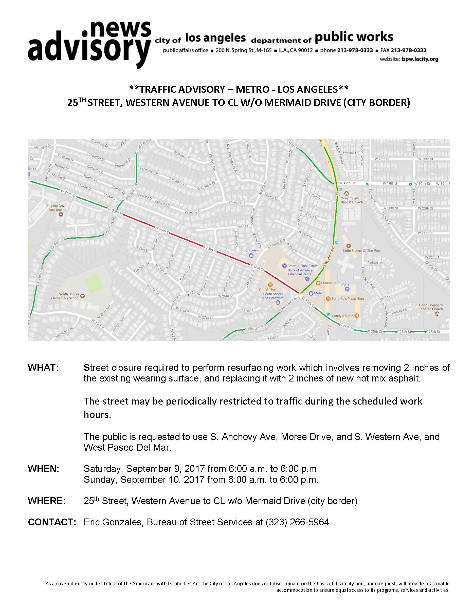 Media Advisory - 25th St and Western Ave 9-9-17