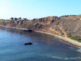 View of bluff next to open water